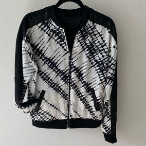 Blanc Noir Reversible Silk Bomber Jacket.
